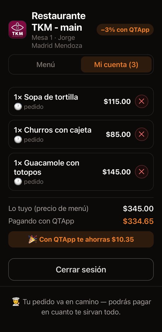 Cuenta individual del comensal con su ahorro calculado